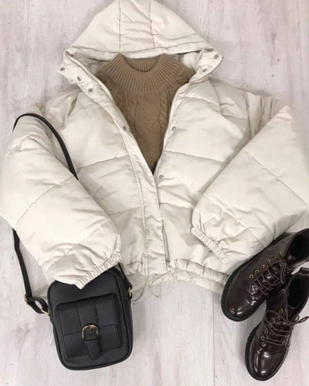 INGNI(イング) ケーブルモックネック+BIGフードエコダウン/SET ベージュ