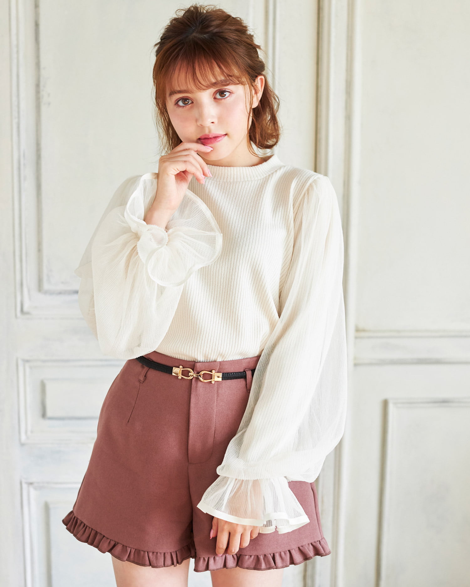【ADORE】36size ネイビー キュロット リングベルト付き ADORE】36size ネイビー キュロット リングベルト付き