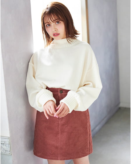 INGNI(イング) 異素材裏起毛モックネック/トップス アイボリー