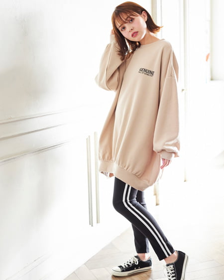 INGNI（イング） NEW・裏起毛Backロゴチュニック ﾍﾞｰｼﾞｭ