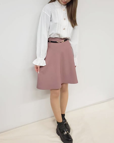 INGNI（イング） ベルト付ウールライクフレア／スカート ｽﾓｰｸﾋﾟﾝｸ