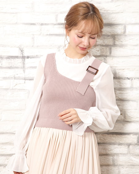 INGNI（イング） ワンショルニットブラウスセット ｽﾓｰｸﾋﾟﾝｸ