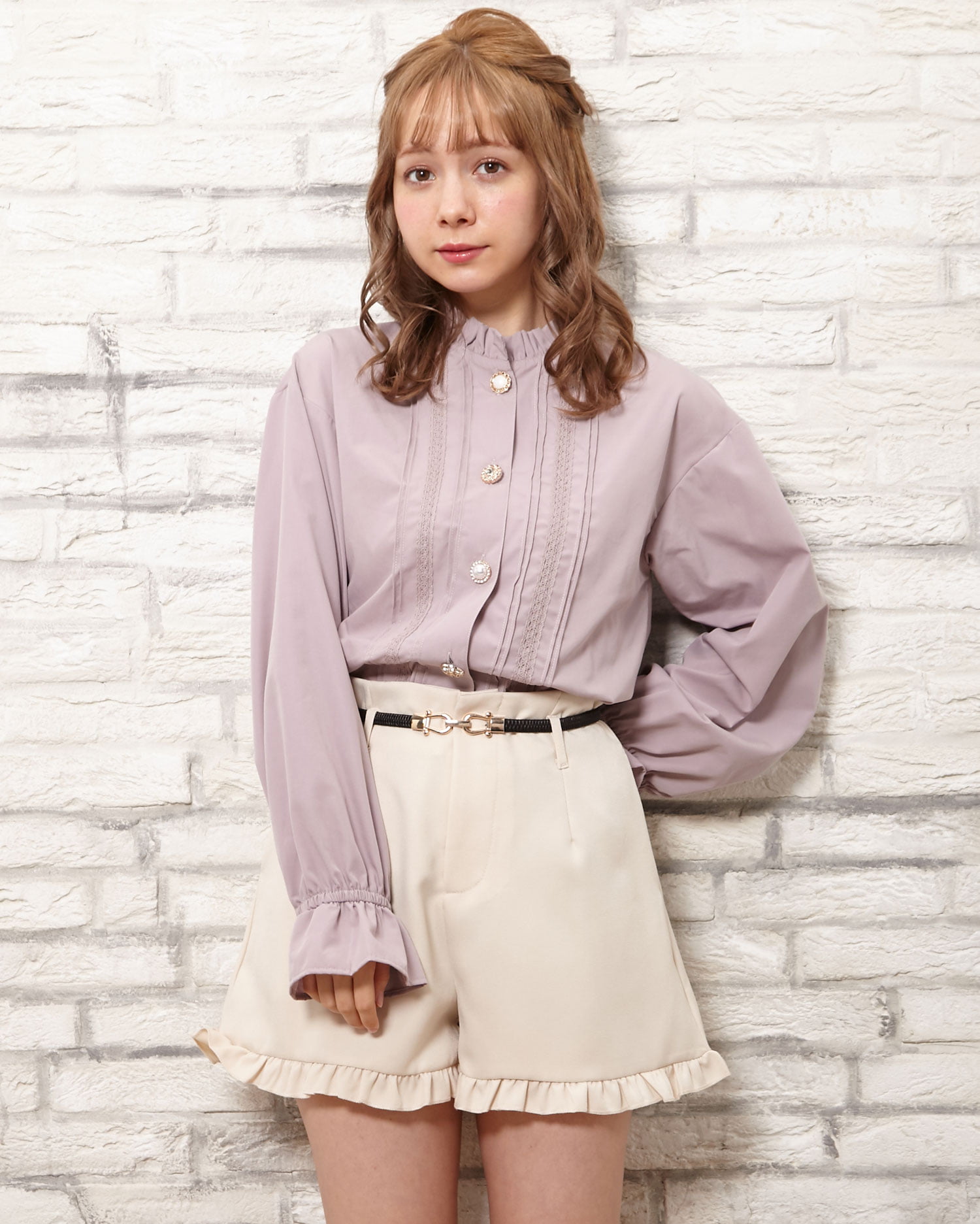 FENNELブラウン キュロット 装飾バックル付き FENNELブラウン キュロット 装飾バックル付き
