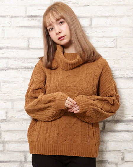 INGNI(イング) モールオフタートル／ニット ライトブラウン