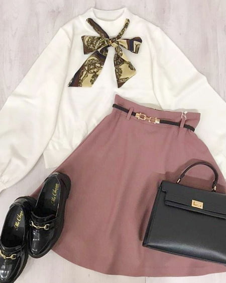 INGNI（イング） ベルト付ウールライクフレア／スカート ｽﾓｰｸﾋﾟﾝｸ