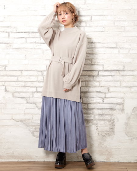 Dカンサッシュ付チュニック＋サテンスカート／SET｜INGNI(イング