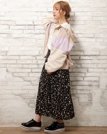 INGNI(イング) 花柄プリーツ/スカート クロ