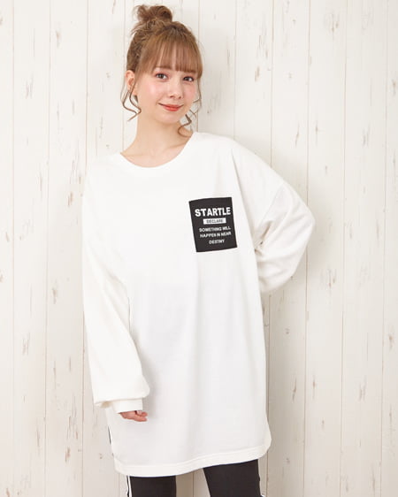 INGNI（イング） バックバイカラーチュニックロングTシャツ ｵﾌﾎﾜｲﾄ