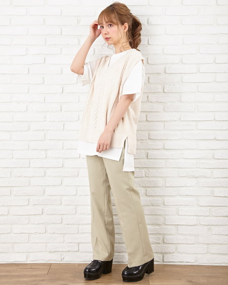 INGNI（イング） ニットベスト＋Tシャツ＋センタープレスパンツ／SET ｱｲﾎﾞﾘｰ