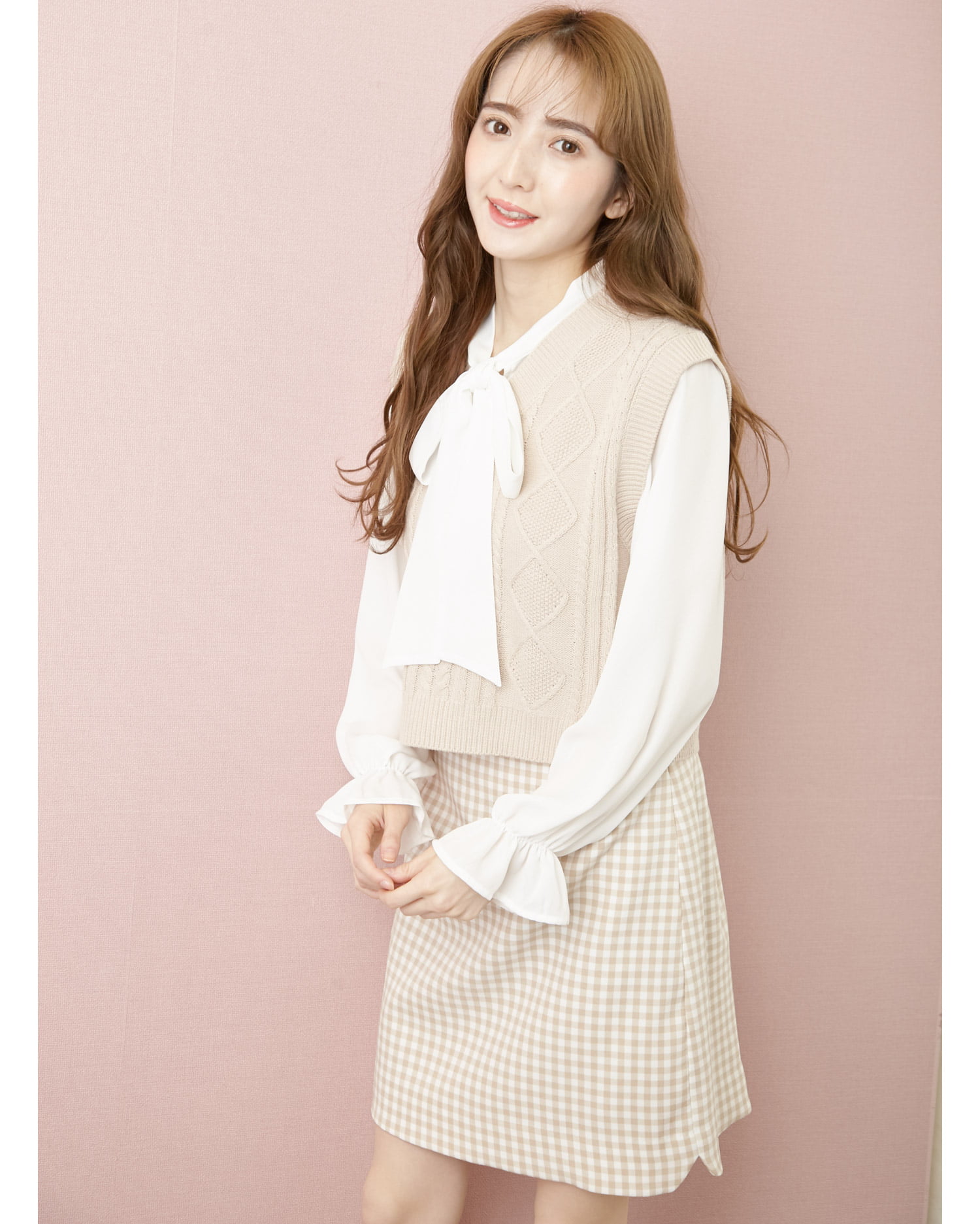 ADORE/アドーア　ボールドケーブルニットベストブラウス ADORE/アドーア ボールドケーブルニットベストブラウス adore/アドーア