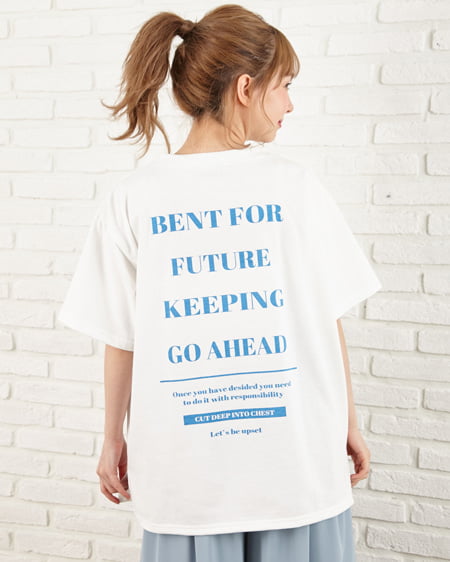 INGNI(イング) BACK／ロゴ半袖Tシャツ オフホワイト/ブルー