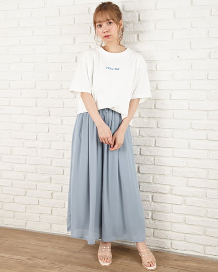 INGNI（イング） BACK／ロゴ半袖Tシャツ ｵﾌﾎﾜｲﾄ/ﾌﾞﾙｰ