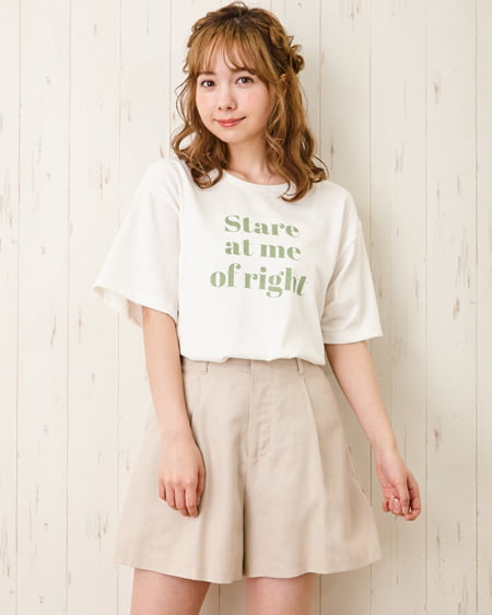 INGNI（イング） 3段／ロゴTシャツ ｵﾌﾎﾜｲﾄ/ﾐﾝﾄｸﾞﾘｰﾝ