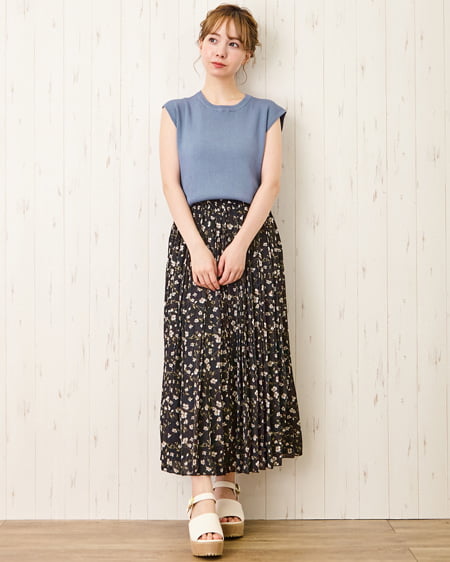 INGNI(イング) 花柄プリーツ/スカート クロ