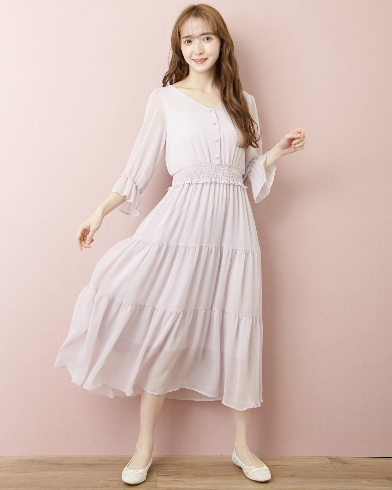 楊柳シフォンティアードロングワンピース｜allamanda(アラマンダ) 公式