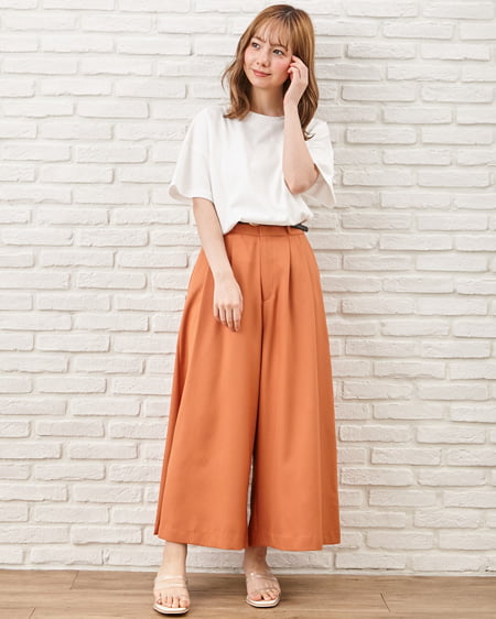 INGNI（イング） ベルト付ツイル／スカーチョ ｵﾚﾝｼﾞ