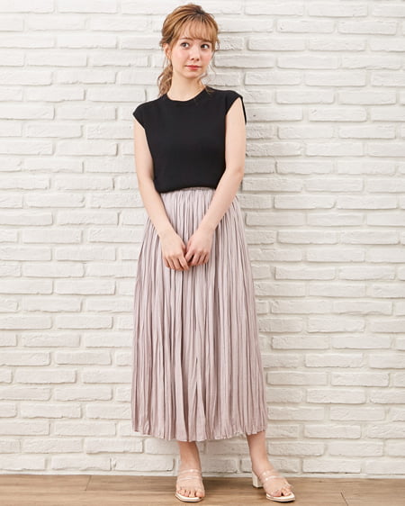 INGNI(イング) サテンワッシャープリーツ/スカート ライトグレー