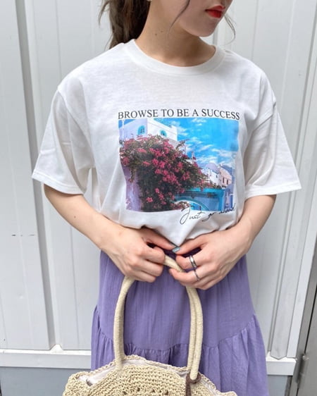 INGNI(イング) ビッグシルエット転写Tシャツ ｵﾌﾎﾜｲﾄ