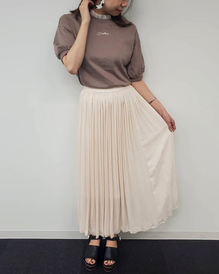 INGNI(イング) レイヤーロゴTシャツ モカ/ピンク