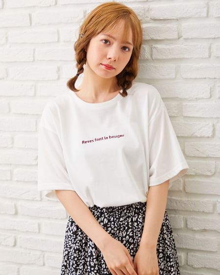 INGNI(イング) ベーシックロゴTシャツ／A オフホワイト/アカ