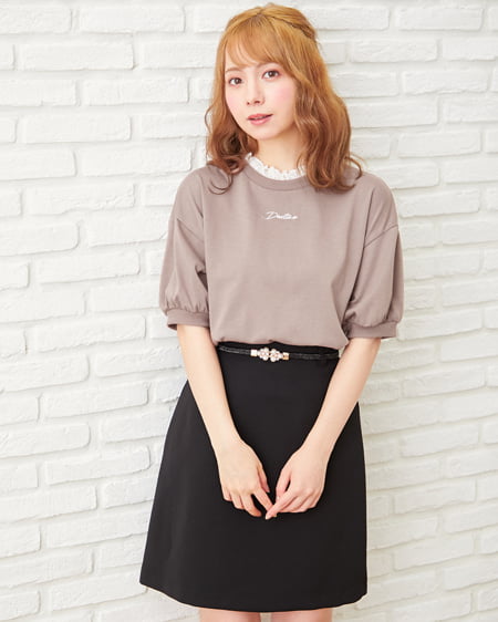 INGNI(イング) レイヤーロゴTシャツ モカ/ピンク