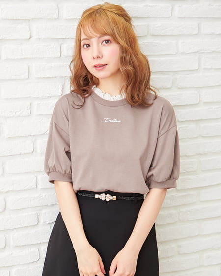 INGNI(イング) レイヤーロゴTシャツ ﾓｶ/ﾋﾟﾝｸ