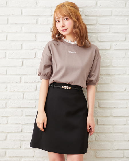 INGNI(イング) レイヤーロゴTシャツ モカ/ピンク