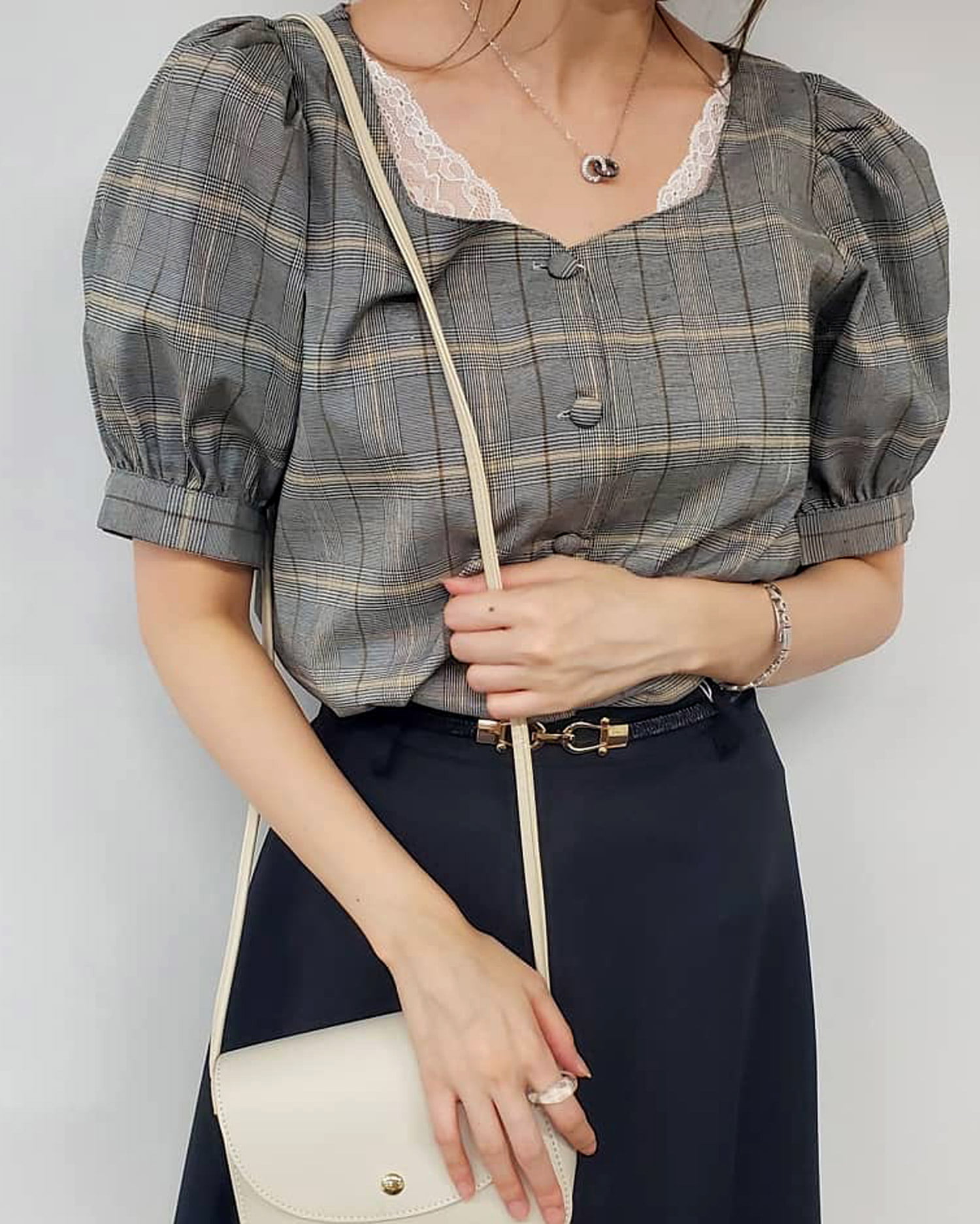 チェック柄スクエアネック／ブラウス｜INGNI(イング) 公式通販｜INGNI