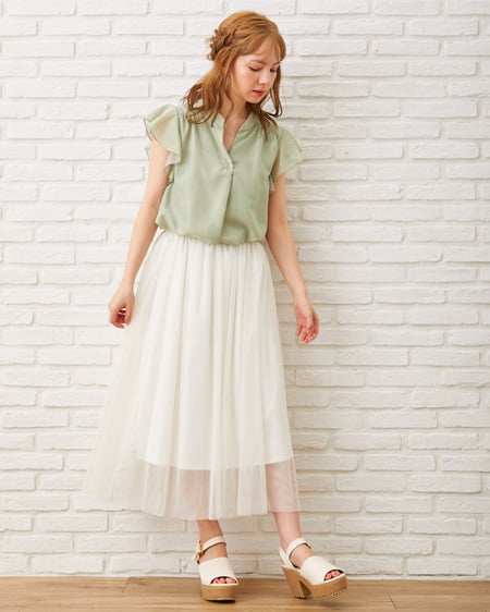 コーディネート 【INGNI STORE限定セット】シアーラッフルシャツ+