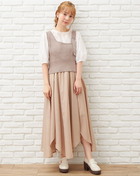 INGNI（イング） ラメシアーギャザー／スカート ﾍﾞｰｼﾞｭ