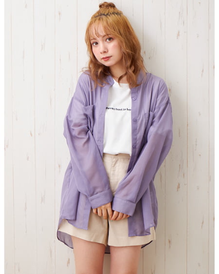 INGNI（イング） シアーバンドカラーシャツ＋ロゴTシャツ／SET ﾊﾟｰﾌﾟﾙ