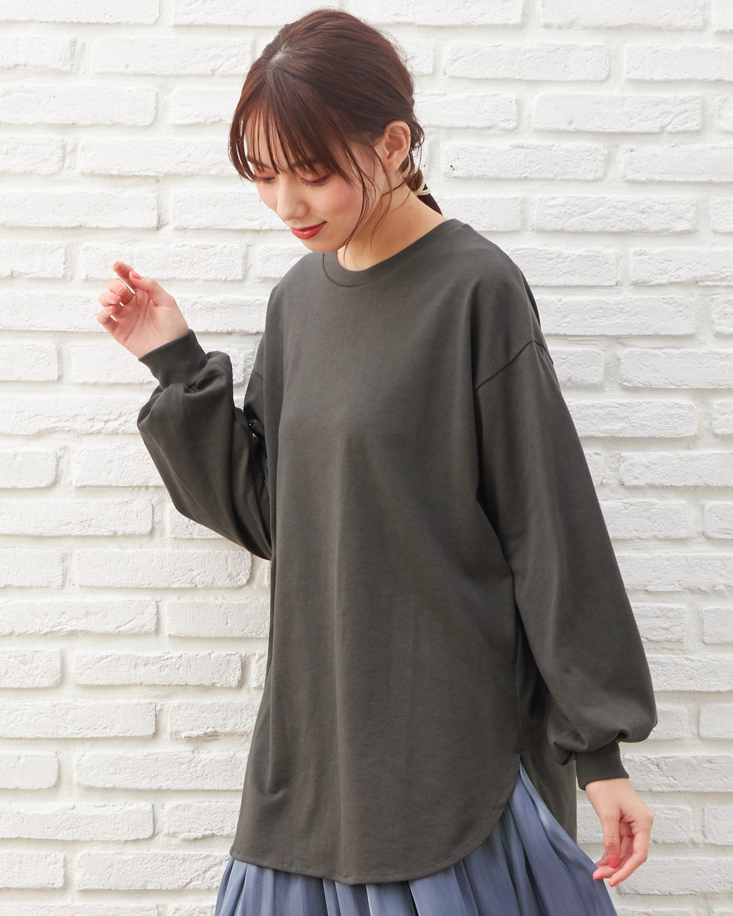 『IENA』ラウンドテールロングTシャツ