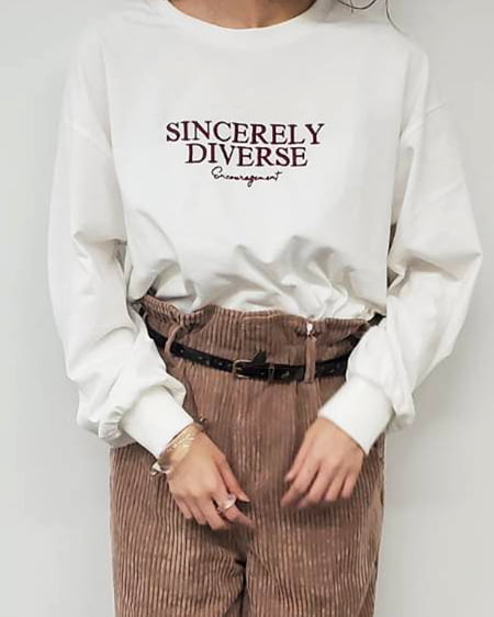 INGNI(イング) SWEETロゴロングTシャツ オフホワイト/ブラウン