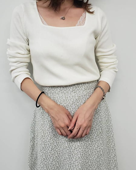 INGNI（イング） リブスクエアネック長袖／トップス ｱｲﾎﾞﾘｰ