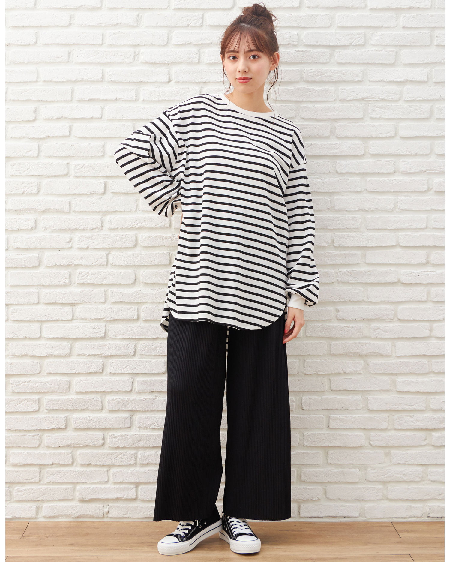ロングTシャツ＋リブワイドパンツ／SET｜INGNI(イング) 公式通販