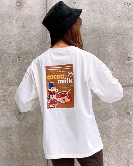 INGNI(イング) cocoa／milkロングTシャツ オフホワイト