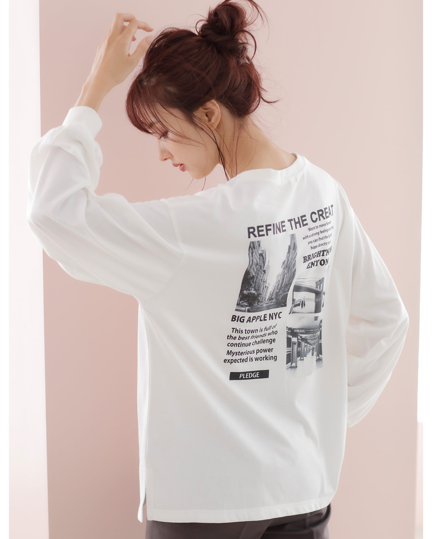 9918【QR正規品確認済み】オフホワイト☆バックプリントタグ付きロングtシャツ 9918【QR正規品確認済み】オフホワイト☆バックプリントタグ付き