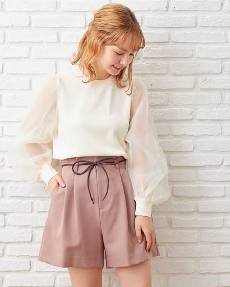 INGNI（イング） 袖オーガンジーニット ｱｲﾎﾞﾘｰ