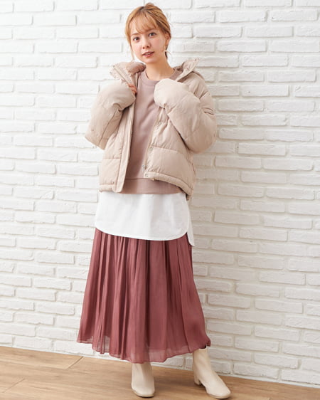 INGNI（イング） シャイニーサテン×チュールリバーシブル／スカート ｽﾓｰｸﾋﾟﾝｸ