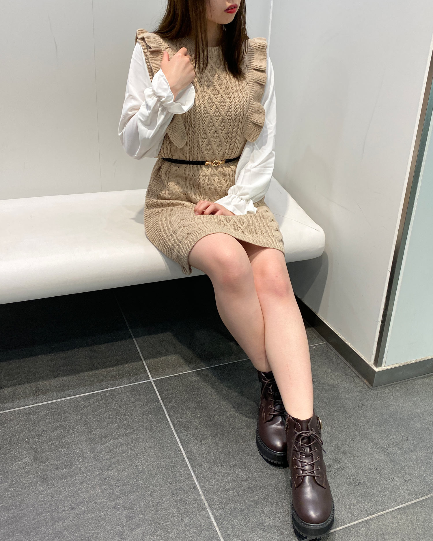 ベルト付き袖異素材ケーブルニット ワンピース Ingni イング 公式通販 Ingni Store