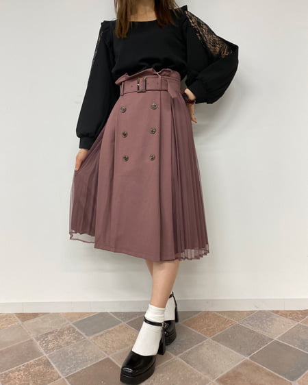 INGNI（イング） 袖割れトップス＋サイドチュールトレンチスカート／SET ｸﾛ