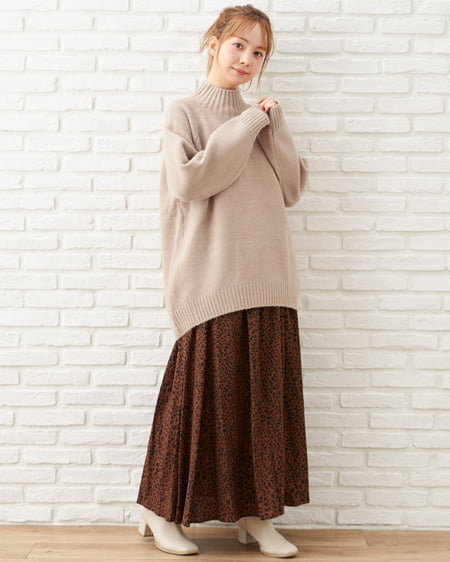 INGNI（イング） レオパード柄ギャザー／スカート ﾌﾞﾗｳﾝ