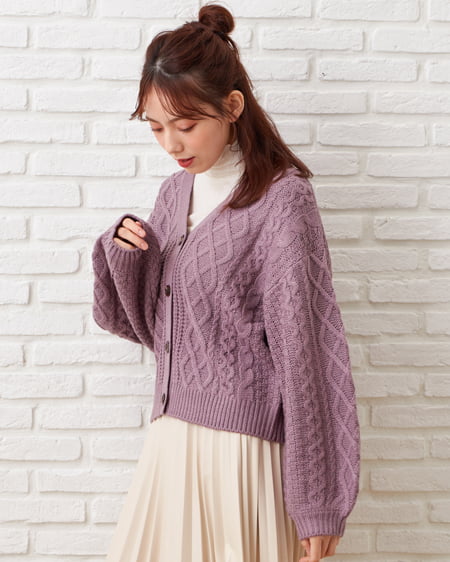 【559】アナイ　フラワープリントドッキングカーディガン　38 紫 559】アナイ フラワープリントドッキングカーディガン 38 紫