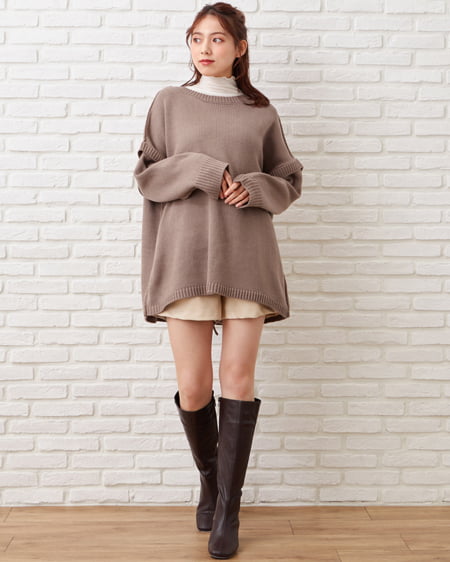 INGNI（イング） BACKレースアップニット＋フェイクレザーパンツ／SET ﾓｶ