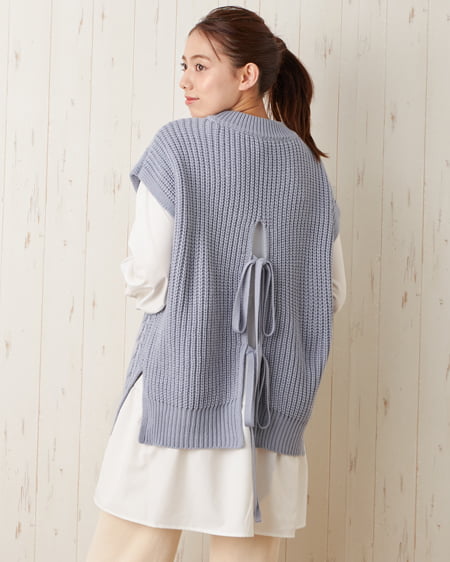 INGNI(イング) 【セットアップ】バックリボンベストSET ｽﾓｰｸﾌﾞﾙｰ