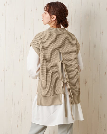 INGNI(イング) 【セットアップ】バックリボンベストSET ｸﾞﾚｰｼﾞｭ