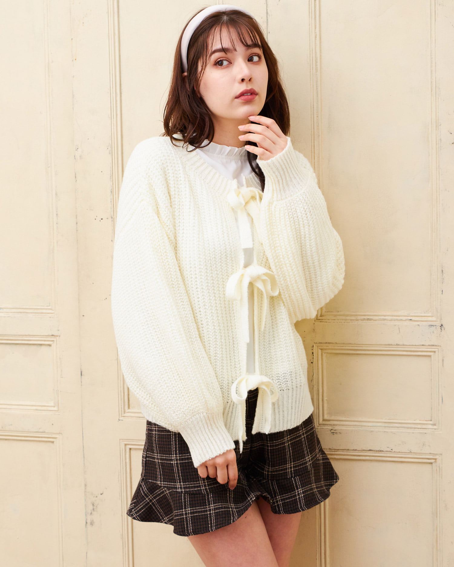 andmary エマリボンセットカーディガン 黒 ANDMARY エマリボンセットカーディガン ブラック