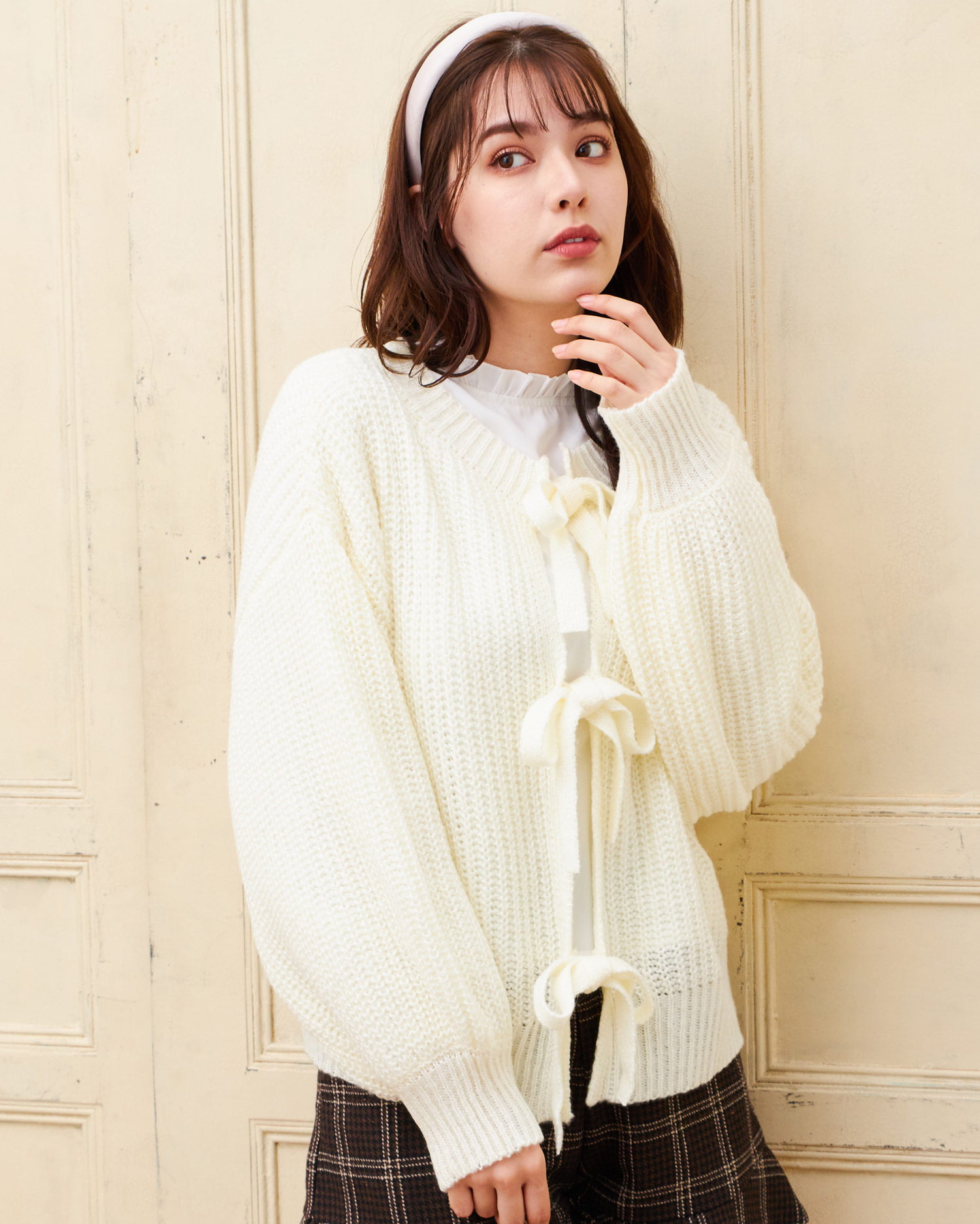 リボン畦カーディガン＋ブラウスSET｜allamanda(アラマンダ) 公式通販