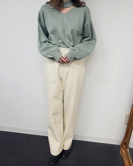 INGNI(イング) スリットネックニット ミントグリーン