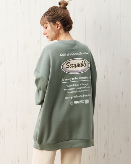 INGNI（イング） バックサークルロゴ起毛スウェット／チュニックトップス ｸﾞﾘｰﾝ